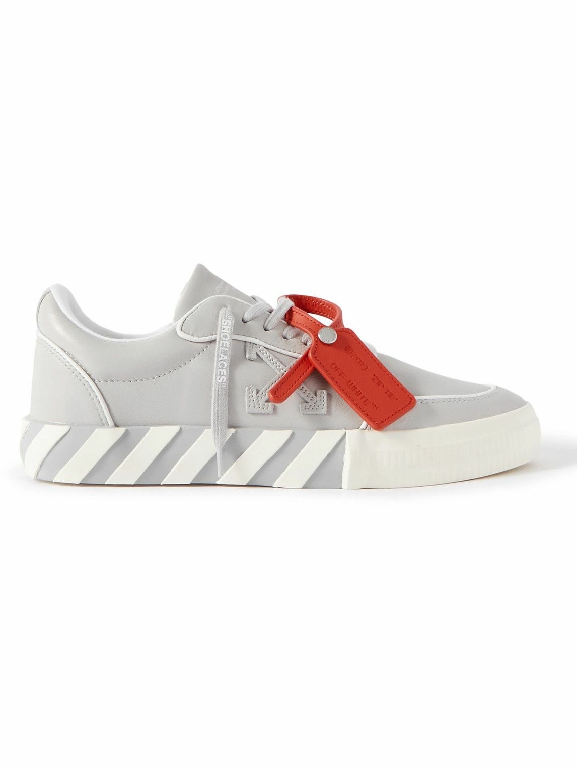 Off-White - Full-Grain Leather Sneakers - Gray Off-White