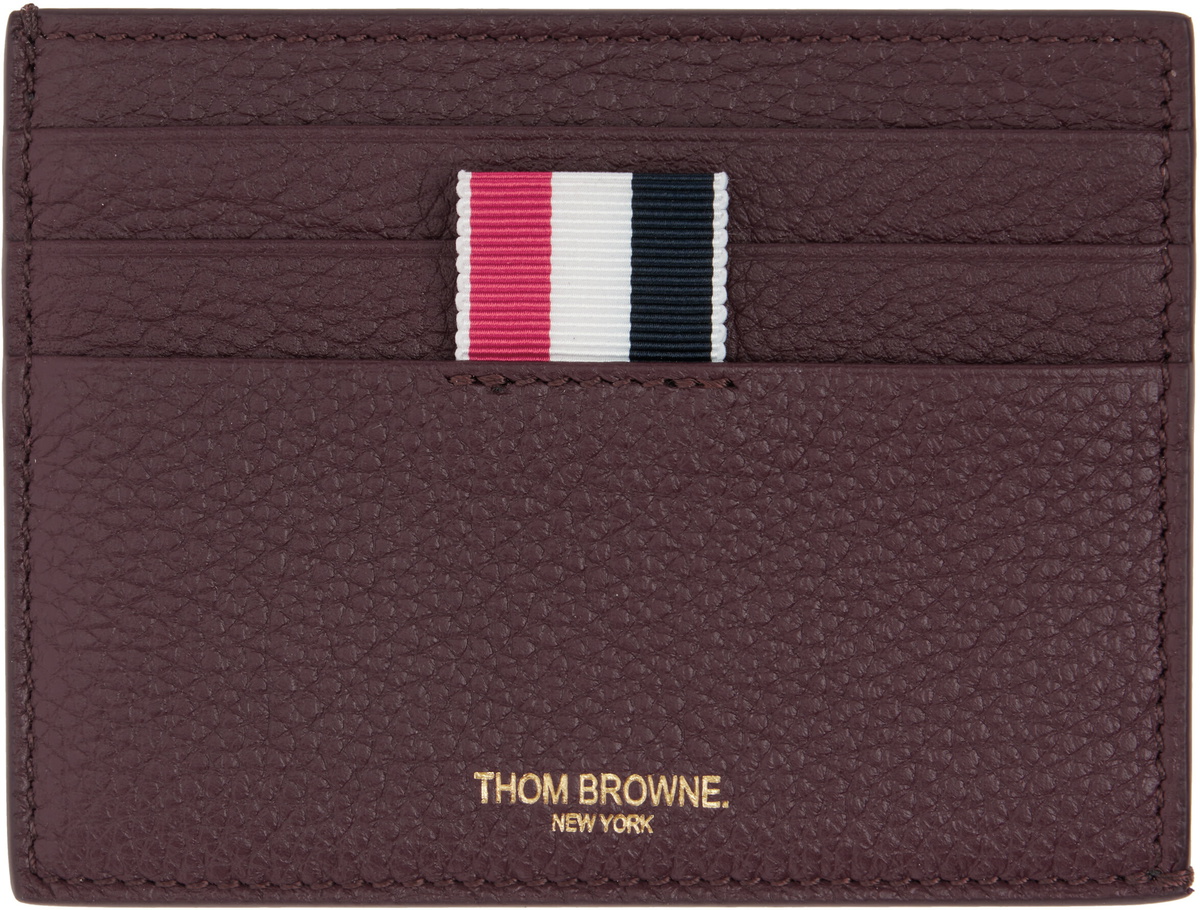 Thom Browne Burgundy Soft Pebble Grain Note Compartment Card Holder