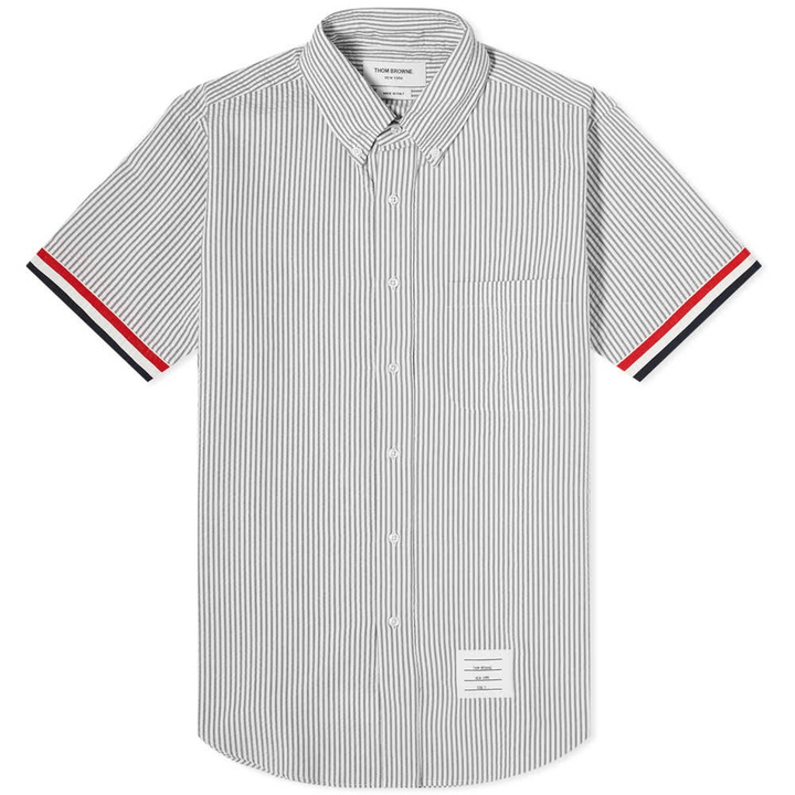 Photo: Thom Browne Short Sleeve Grosgrain Cuff Button Down Shirt