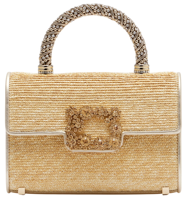 Photo: Roger Vivier Jewel Efflorescence Mini straw tote bag