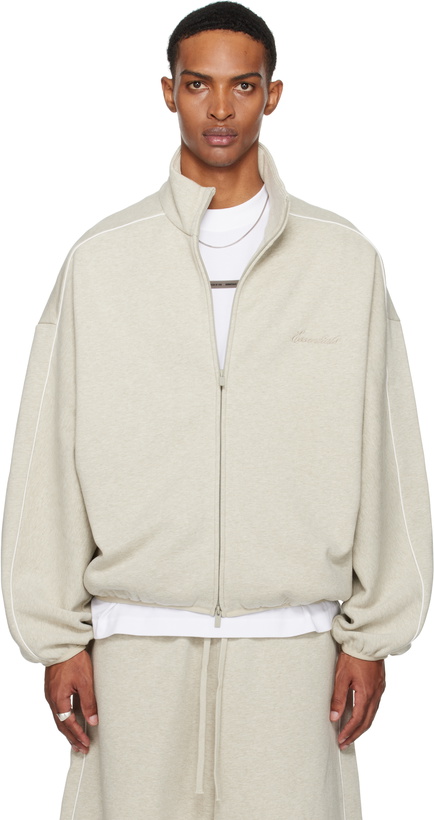 Photo: Fear of God ESSENTIALS Beige Modern Fit Fleece Track Jacket
