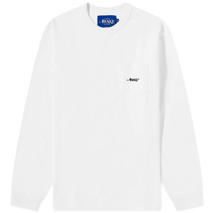 Photo: Awake NY Men's Long Sleeve Classic Logo Pocket T-Shirt in White