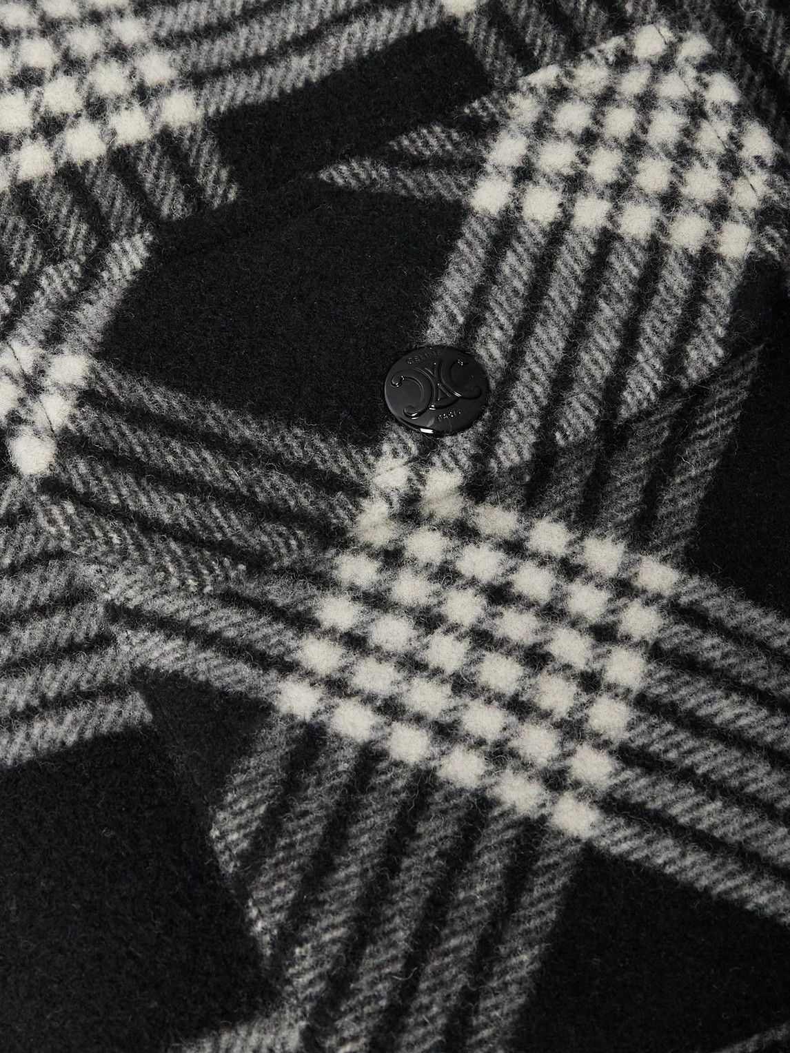 CELINE - Checked Wool-Blend Overshirt - Black