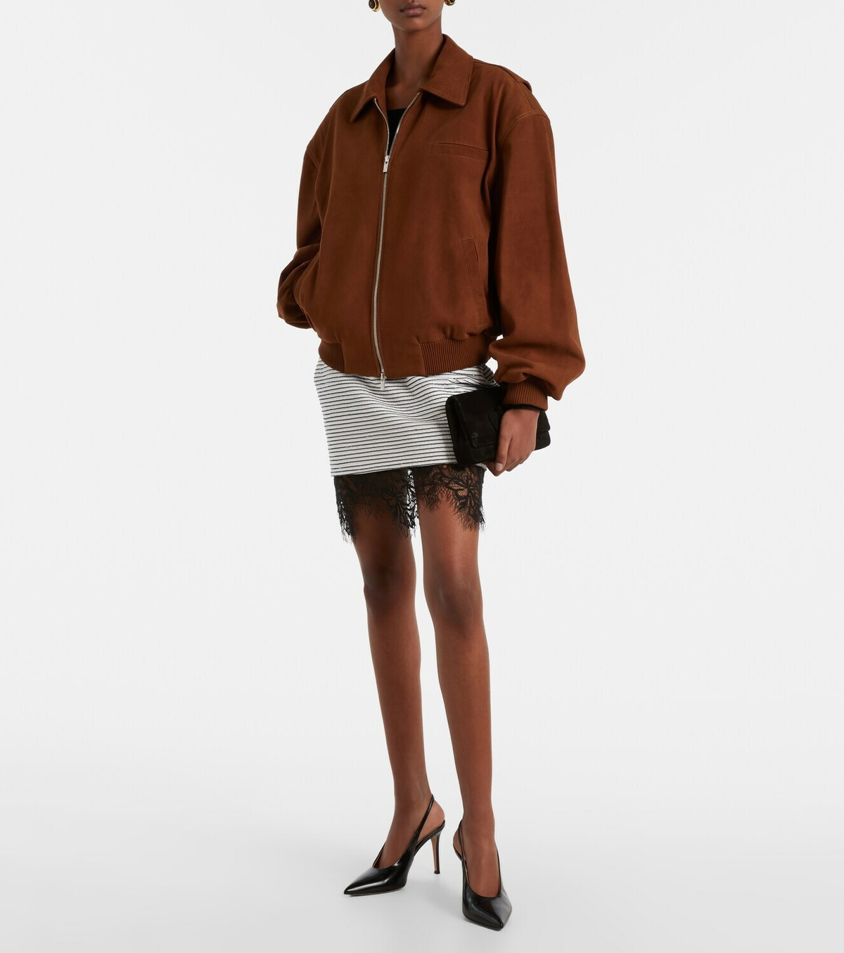 Jacques Wei Lace-trimmed sequined cotton miniskirt