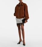 Jacques Wei Lace-trimmed sequined cotton miniskirt