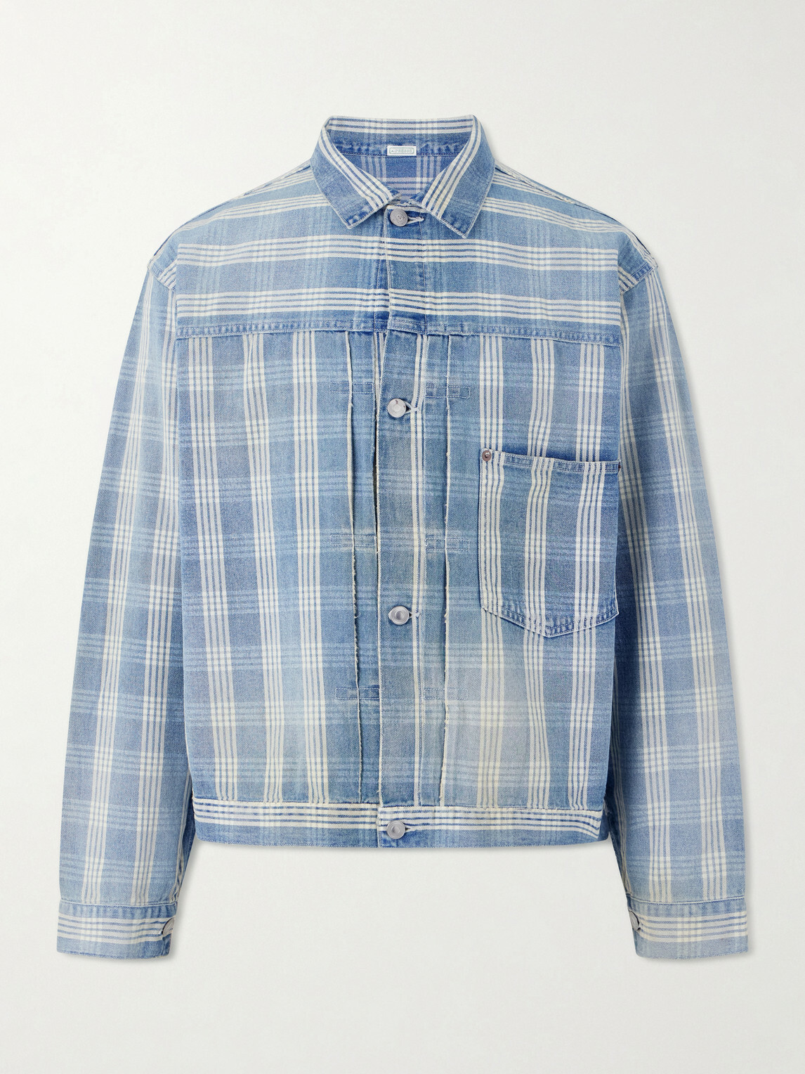 A.PRESSE - Checked Denim Jacket - Blue