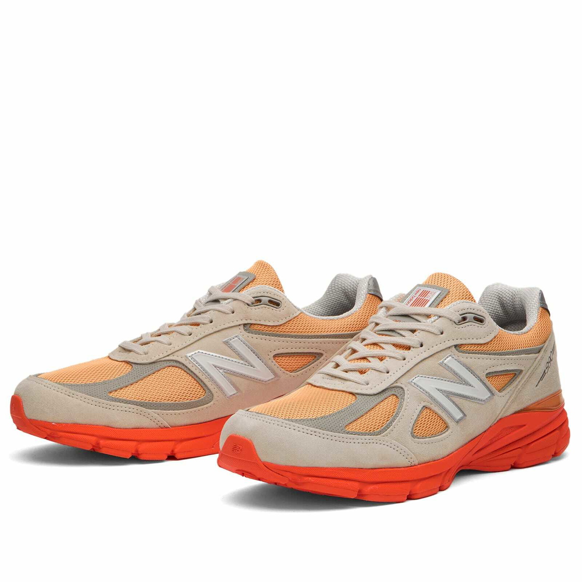 New Balance 990v4 Sneaker in Moonbeam/Tangerine Heat