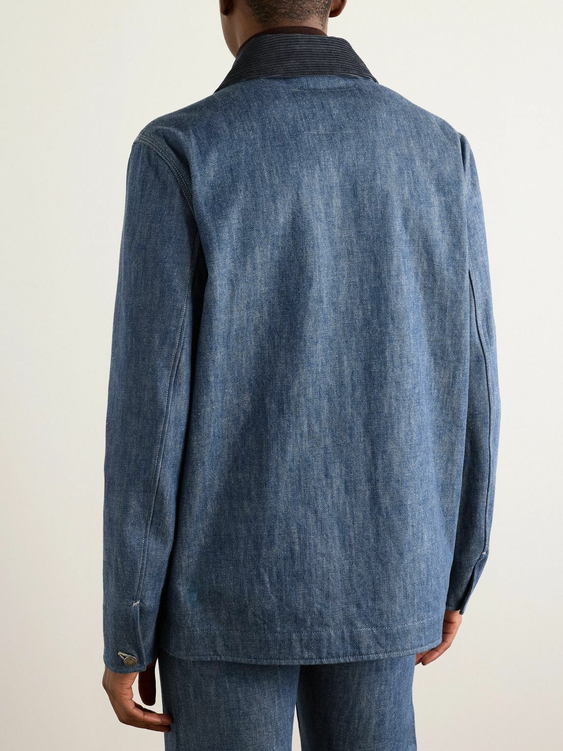 Loro Piana - Conley Corduroy-Trimmed Austin Denim Jacket - Blue