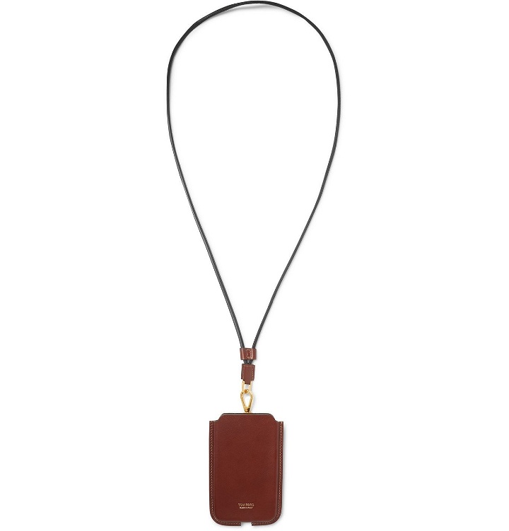 Photo: TOM FORD - Leather Phone Case with Lanyard - Brown