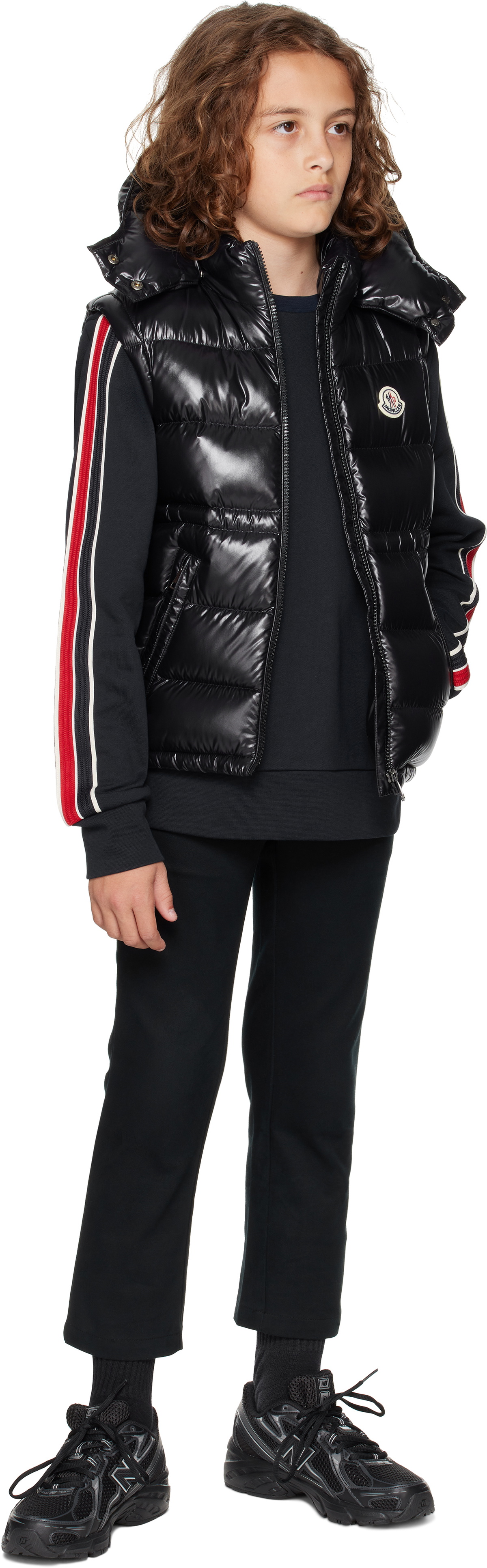 Moncler Enfant Big Kids Black Ania Hooded Down Vest Moncler Enfant