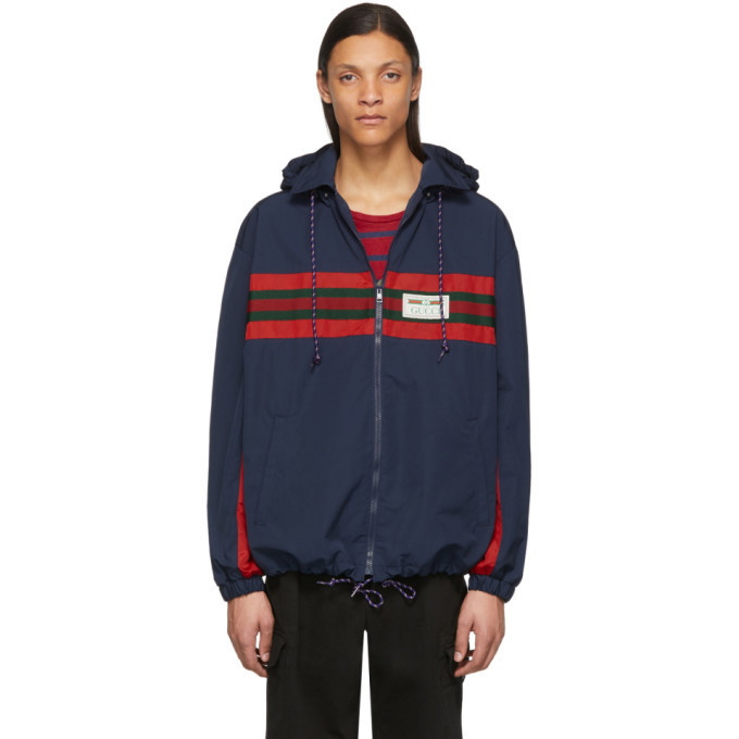 Photo: Gucci Navy and Red Technical Waterproof Jacket