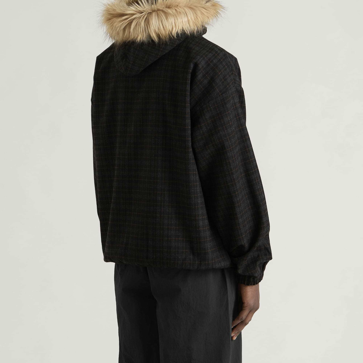 Umbro by Slam Jam Men's Flannel Fur Anorak in Dark Brown