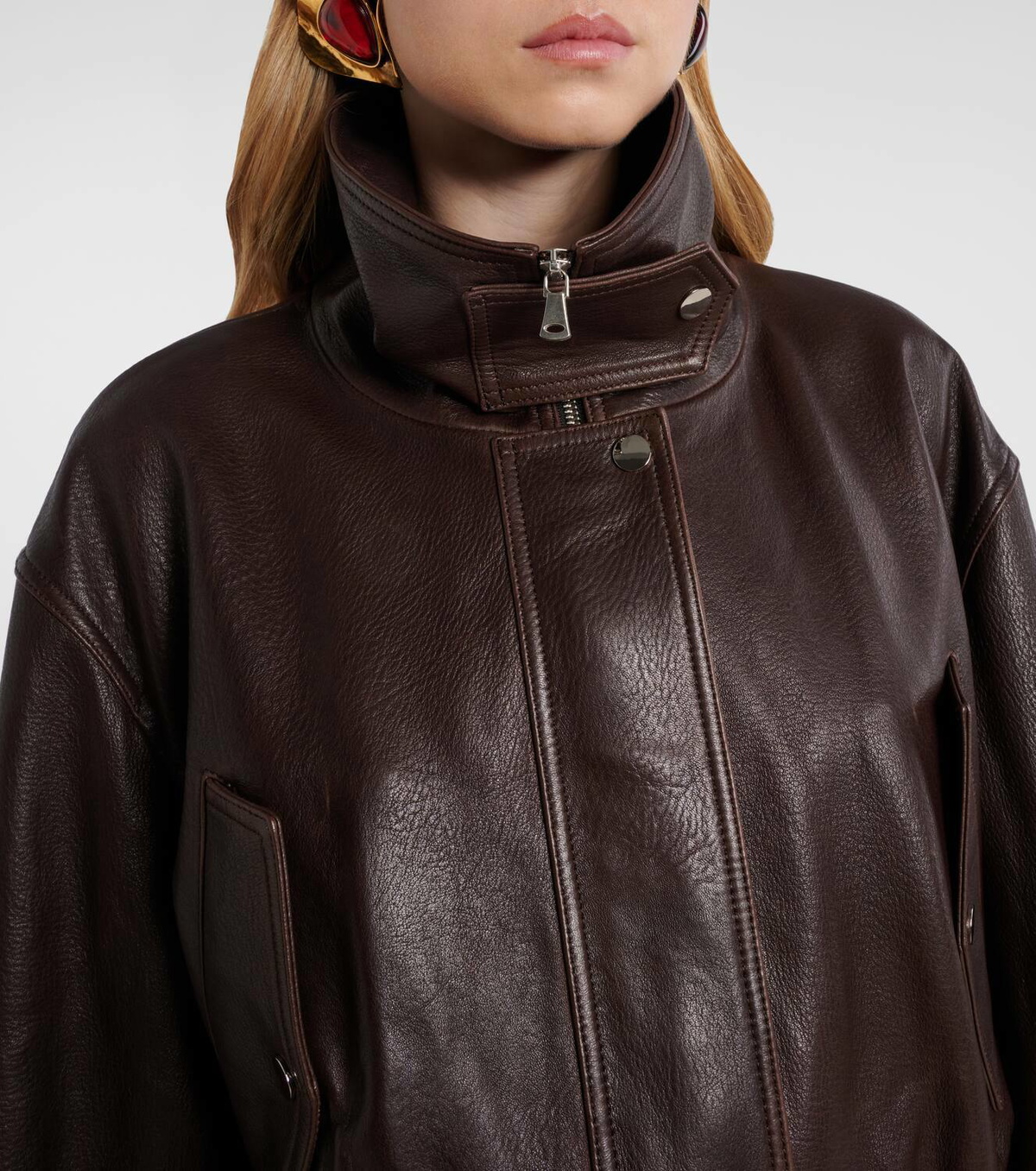 Nour Hammour Briar leather bomber jacket