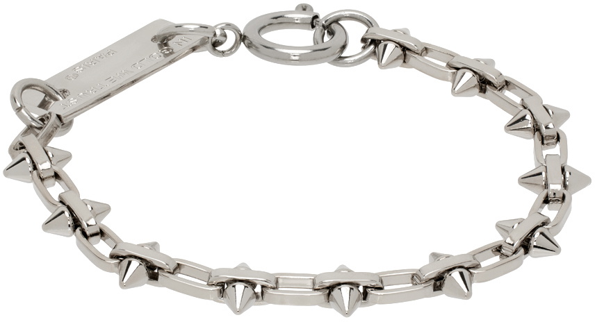 IN GOLD WE TRUST PARIS SSENSE Exclusive Silver Thin Spike Bracelet