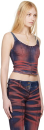 KNWLS Red & Navy Harley Denim Tank Top