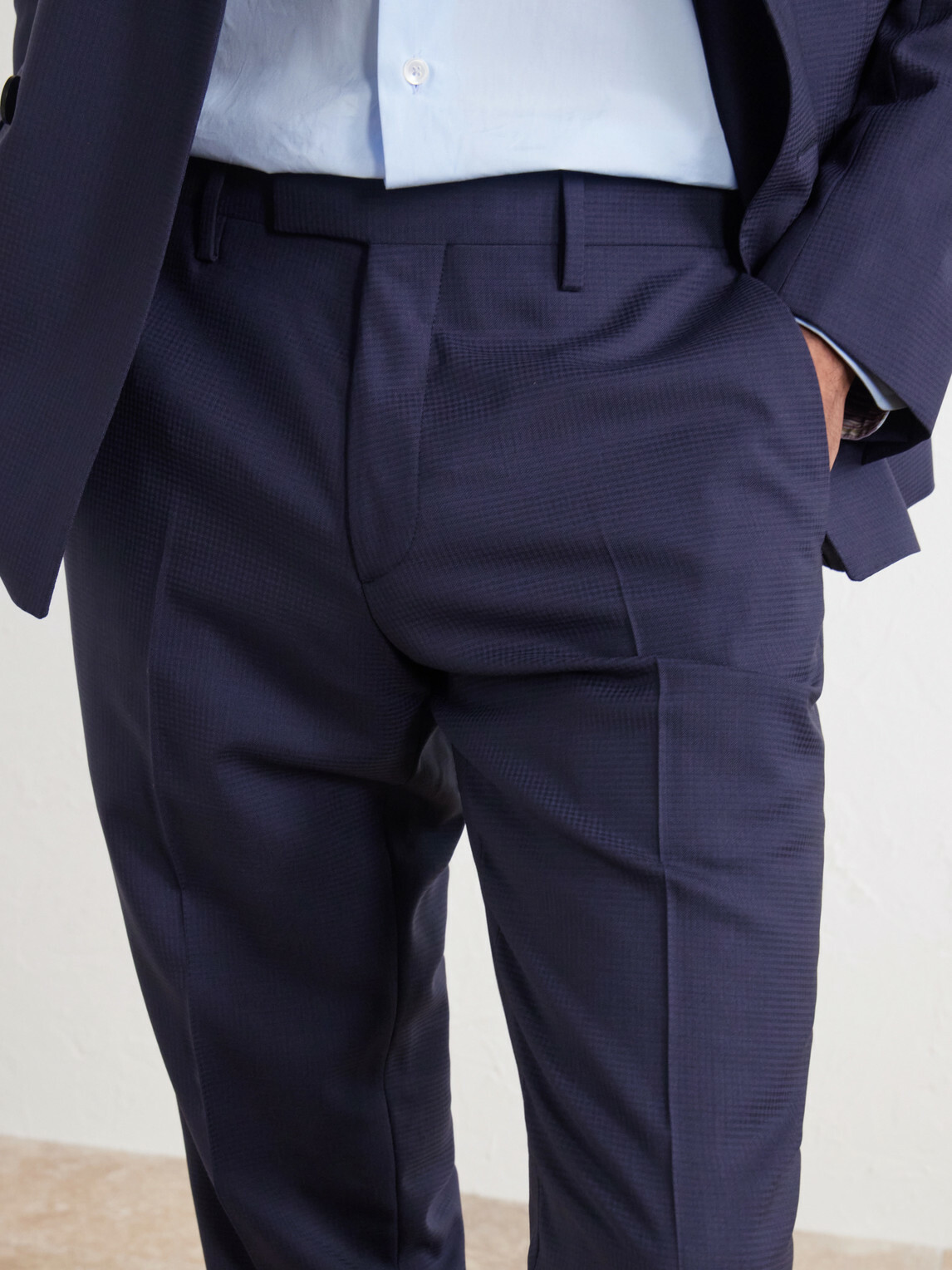 Mr P. - Straight-Leg Houndstooth Wool Suit Trousers - Blue
