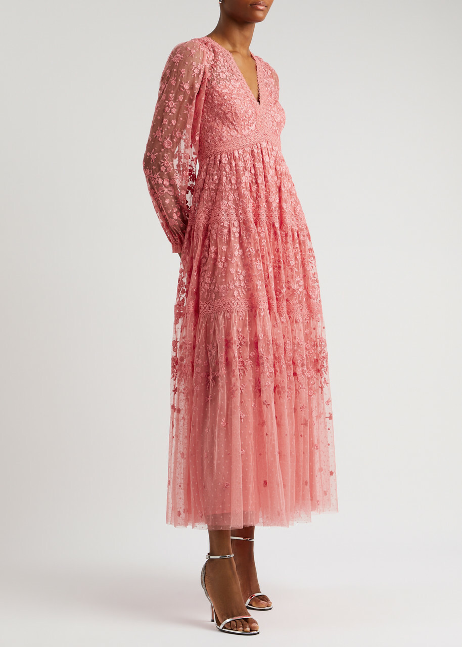 Needle & Thread Celestia Ribbon Embroidered Tulle Maxi Dress Pink Needle & Thread Needle & Thread Celestia Ribbon Embroidered Tulle Maxi Dress Pink Needle & Thread