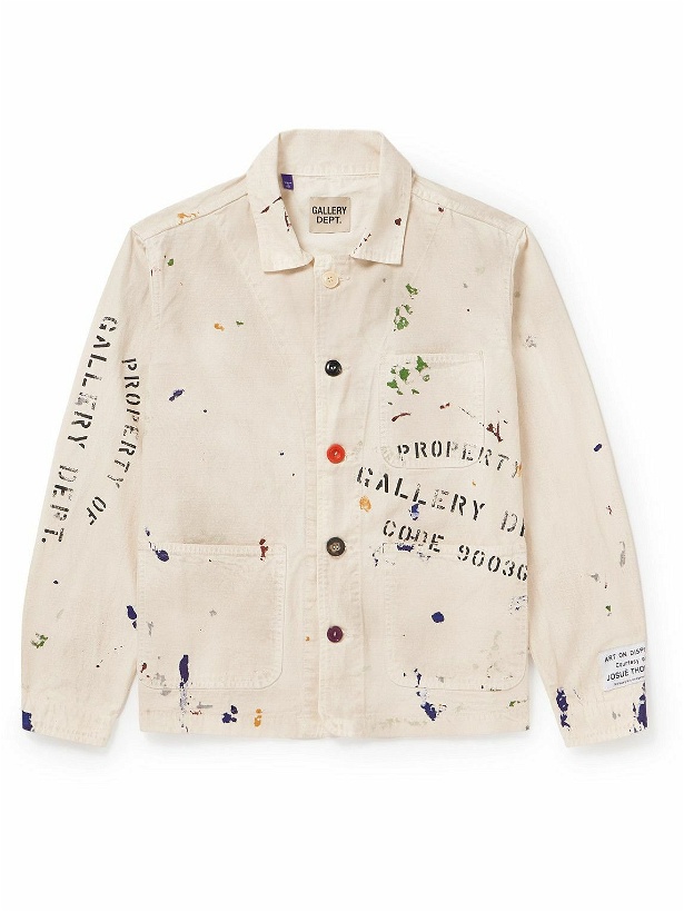 Photo: Gallery Dept. - EP Paint-Splattered Logo-Print Cotton-Ripstop Jacket - Neutrals