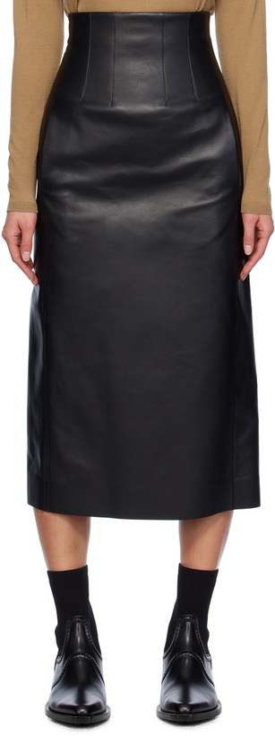 Photo: Chloé Black High-Waisted Leather Midi Skirt