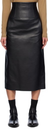 Chloé Black High-Waisted Leather Midi Skirt