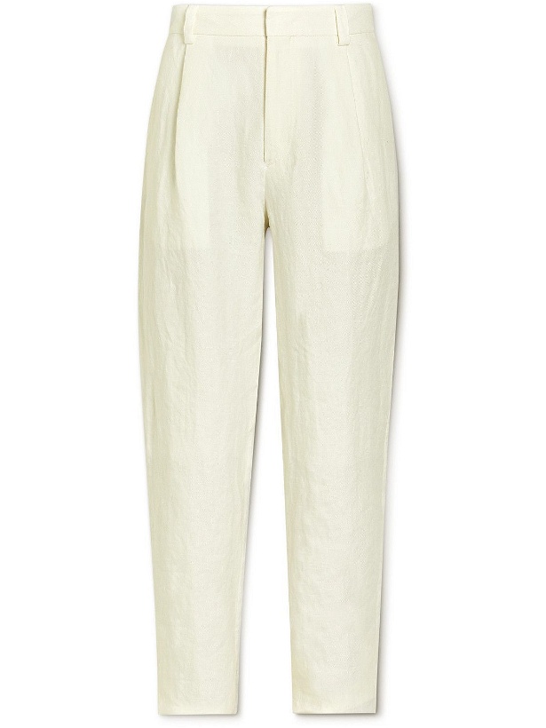 Photo: Giorgio Armani - Straight-Leg Pleated Linen Suit Trousers - Neutrals