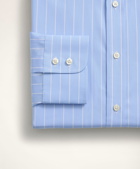 Brooks Brothers Men's x Thomas Mason Madison Relaxed-Fit Dress Shirt, Poplin English Collar Bold Stripe | Light Blue
