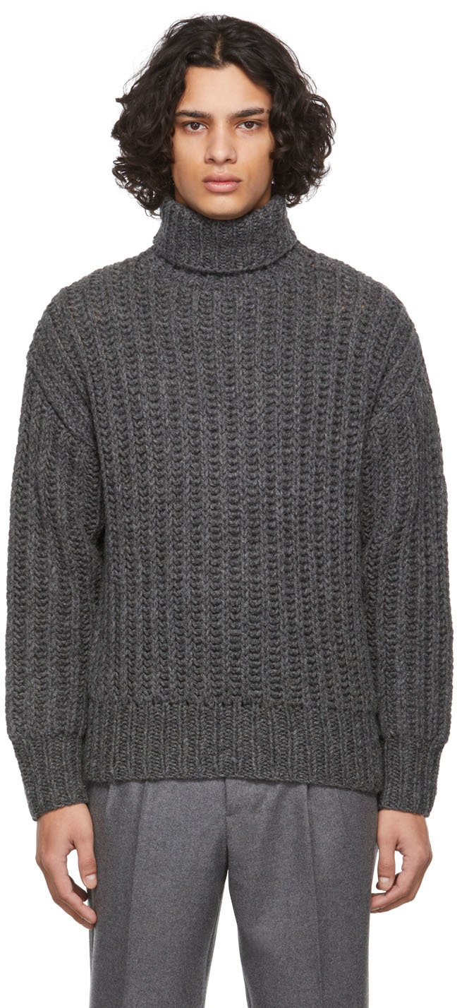 AMI Alexandre Mattiussi Grey Ami de Cœur Shearling Turtleneck AMI Alexandre  Mattiussi