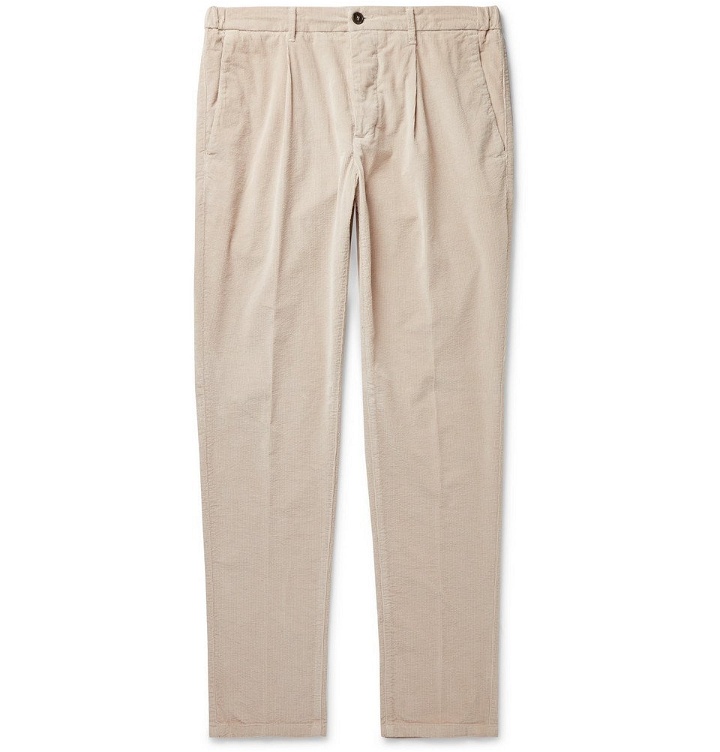 Photo: Altea - Tapered Cotton-Blend Corduroy Drawstring Trousers - Beige