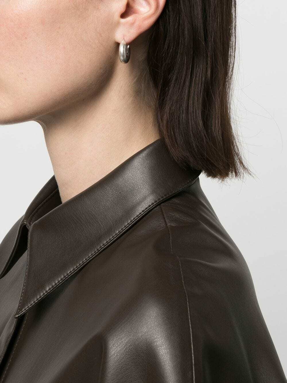 Jil Sander Precious Wildness Oval Leather Earrings - Black