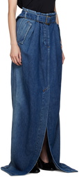 Dries Van Noten Indigo Belted Denim Maxi Skirt