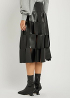 A.W.A.K.E Mode Laser-cut Faux Leather Midi Skirt Black