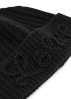 Loewe Logo-appliqué Ribbed Wool Beanie - Black - One Size