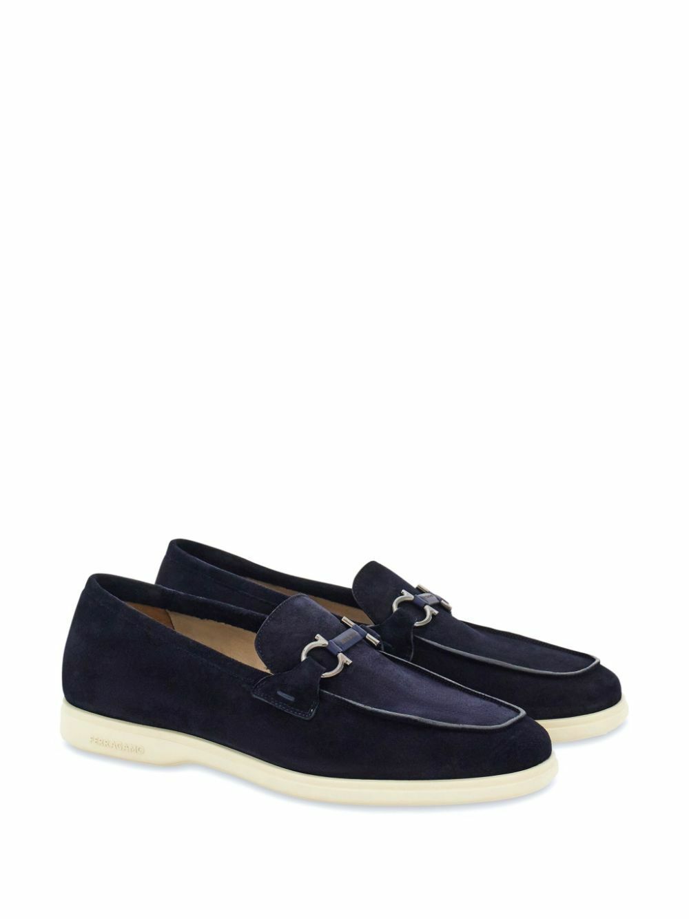 Salvatore Ferragamo Grazioso Loafers Gancini Blue Suede Leather Size 10 New Ferragamo Men main image 2