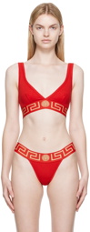 Versace Underwear Red Greca Border Bralette