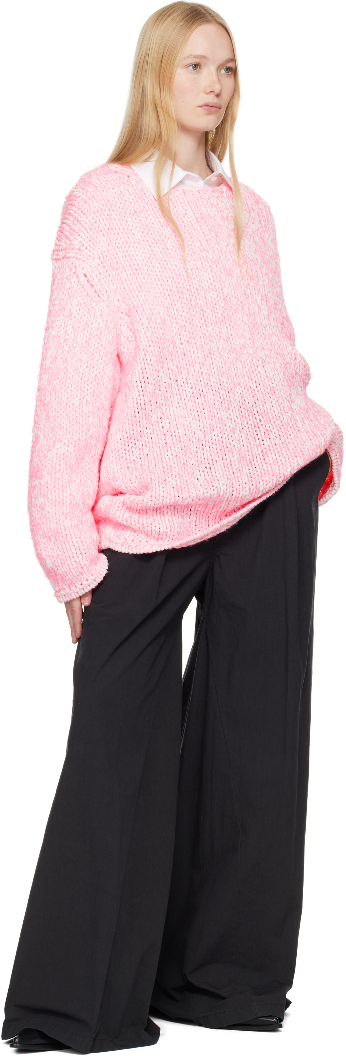 Comme des Garçons Homme Plus Pink Lily Yarn Sweater