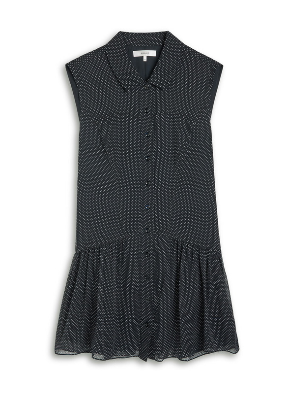 Photo: Frame Polka-dot Silk-chiffon Mini Dress Navy