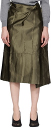 MARIE ADAM-LEENAERDT Khaki Apron Flat Midi Skirt