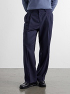 Mr P. - Wide-Leg Pleated Wool Suit Trousers - Blue