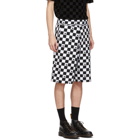 McQ Alexander McQueen Black and White Racing Check Swallow Low Shorts