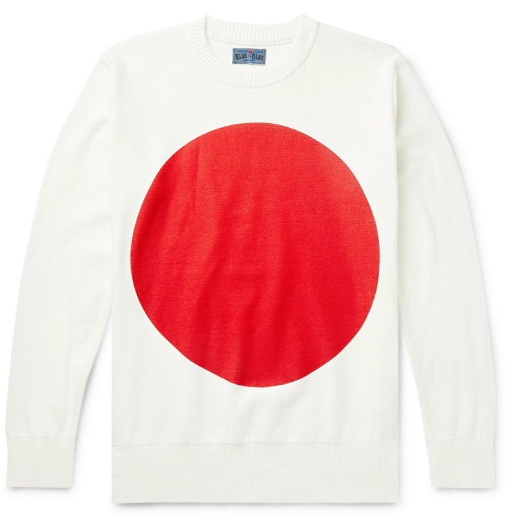 Photo: Blue Blue Japan - Logo-Print Cotton Sweater - White