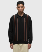 Fred Perry Vertical Stripe Knitted Shirt Black - Mens - Polos