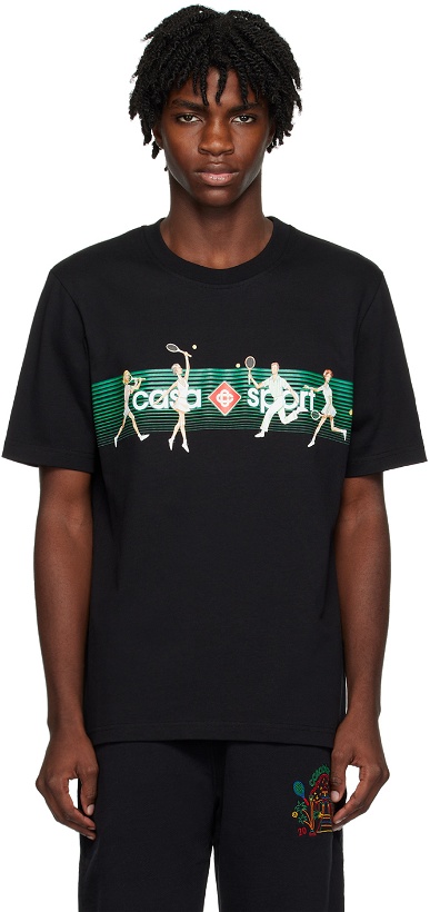 Photo: Casablanca SSENSE Exclusive Black Playful Stripes T-Shirt