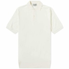 John Smedley Men's Merino Knit Polo Shirt in Snow White