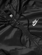 Nike - NSW Windrunner Logo-Embroidered Recycled Shell Hooded Jacket - Black