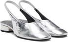 Aeyde Silver Dua Laminated Leather Slingback Heels