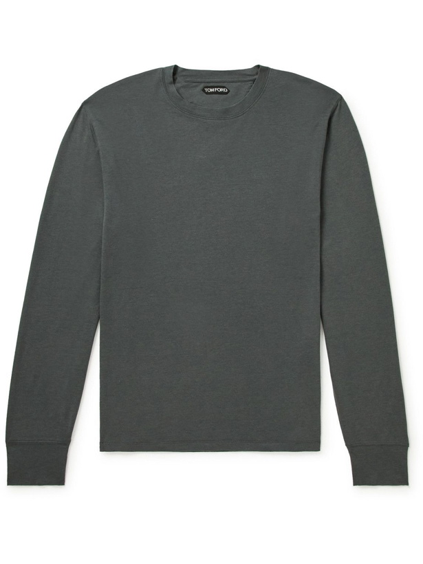 Photo: TOM FORD - Lyocell and Cotton-Blend Jersey T-Shirt - Gray