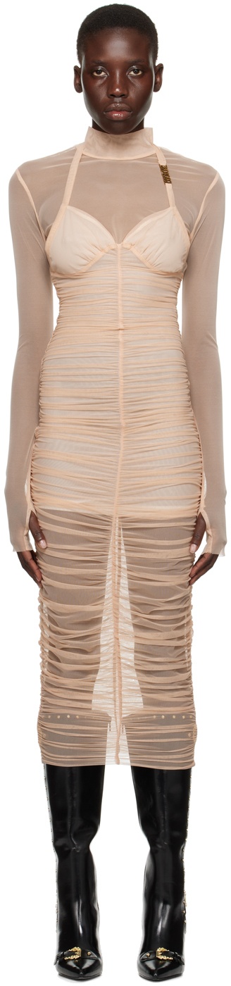 Photo: Versace Jeans Couture Beige Ruched Midi Dress