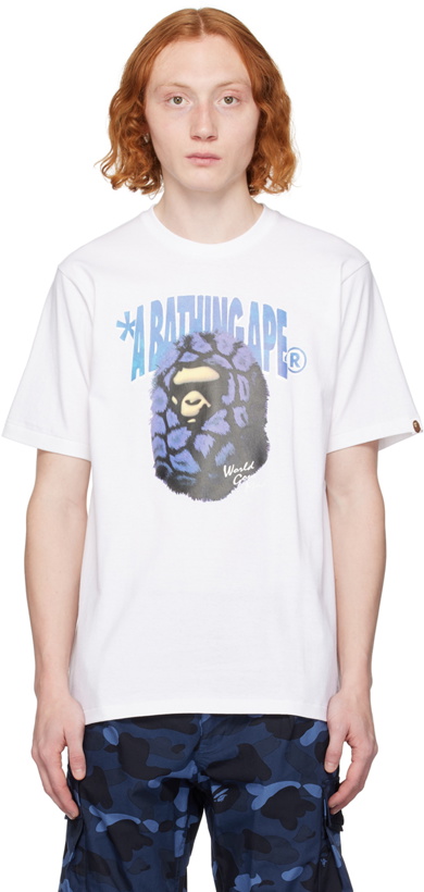 Photo: BAPE White Fur Ape Head T-Shirt