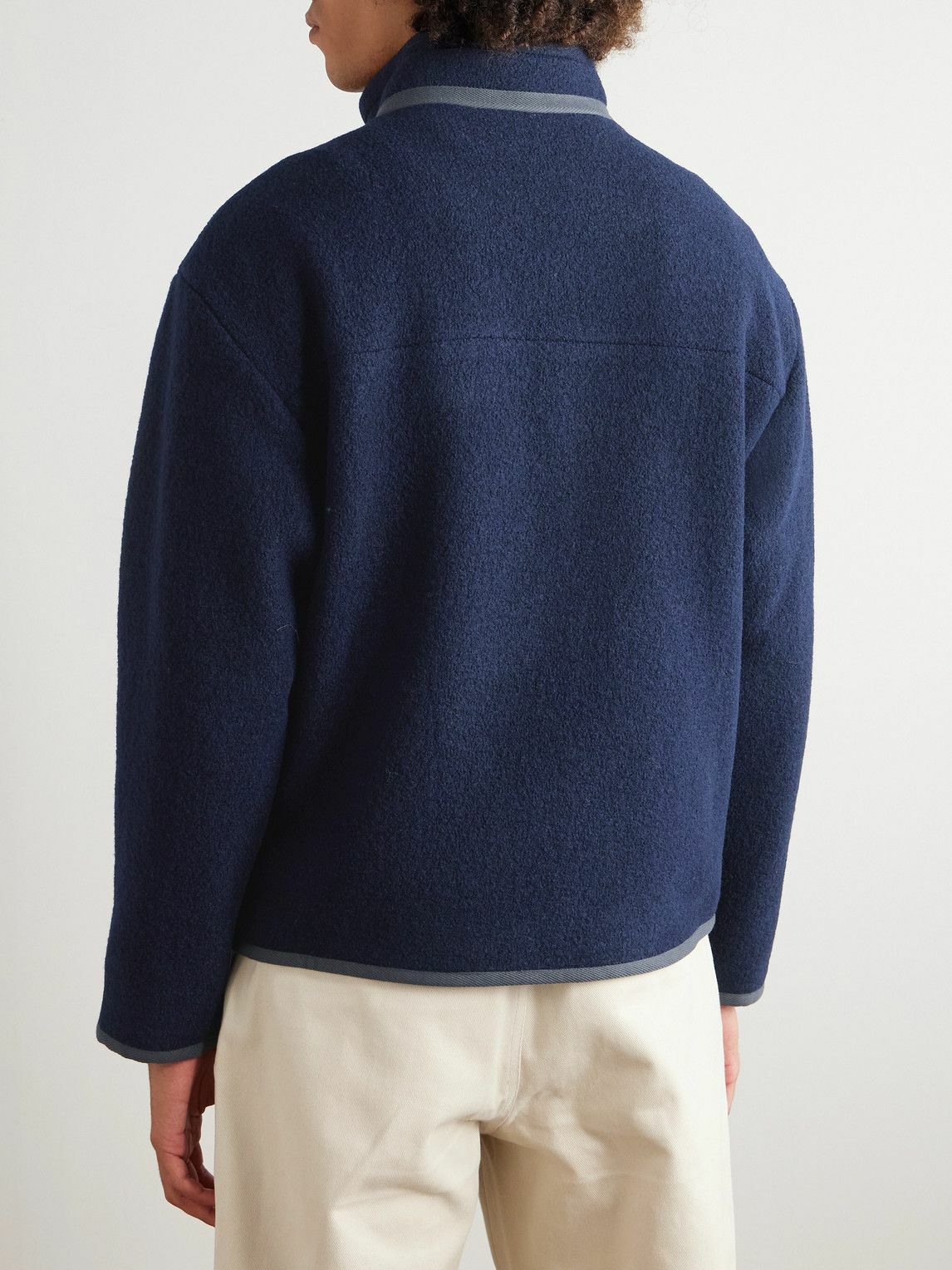 De Bonne Facture - Cotton-Trimmed Brushed-Wool Jacket - Blue