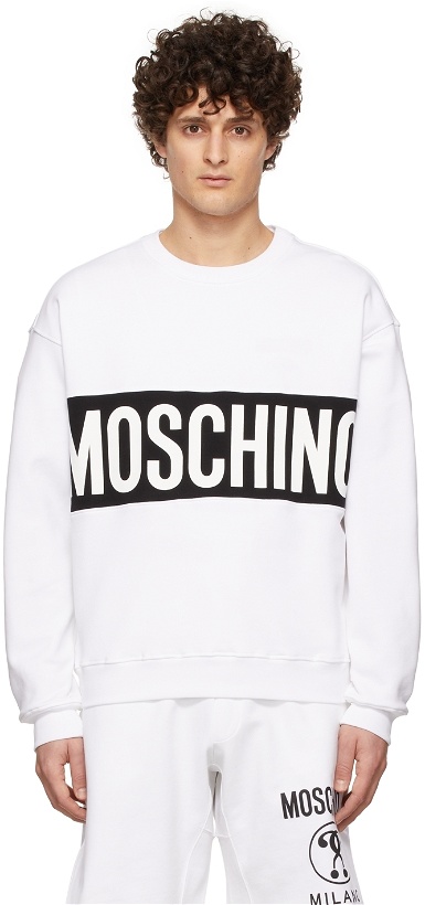 Photo: Moschino White Logo Panel Sweatshirt